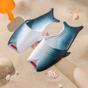 Summer Beach Fun Shark Shape Waterproof EVA Couple Beach Slippers, Slippers, color:Deep Blue|size:44, JustFashionNow