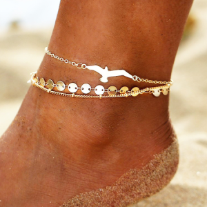 Minimalist bird beach anklet, Anklets, color:Golden, JustFashionNow