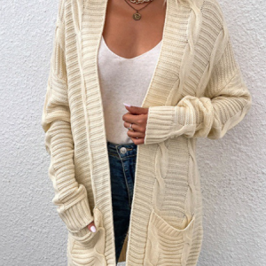 Women Wool/Knitting Plain Long Sleeve Comfy Casual Cardigan, Cardigans, color:Apricot|size:3XL, Noracora