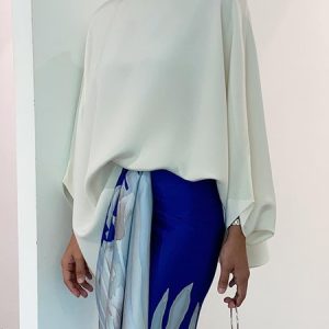 Crew Neck Elegant Plain Loose Shirt, Blouses and Shirts, color:White|size:XXL, Stylewe