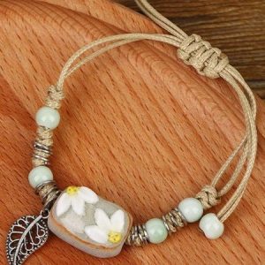 Cartoon Pattern Ceramic Retro Natural Style Bracelet, Bracelets, color:Yellow|size:One-size, JustFashionNow