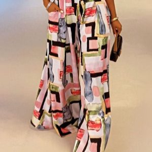 Regular Fit Urban Geometric Fashion Pants, Pants, color:Multicolor|size:XXL, Stylewe