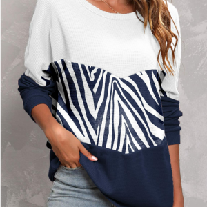Loose Casual Color Block Sweatshirt, Sweatshirts & Hoodies, color:Blue|size:XXL, JustFashionNow