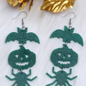 Halloween Earrings, Earring, color:darkgreen, Noracora