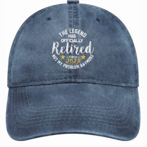 The Legend Has Officially Retired Since 2023 Not My Problem Anymore Denim Hat, color:Deep Blue|size:One-size, Lilicloth.com