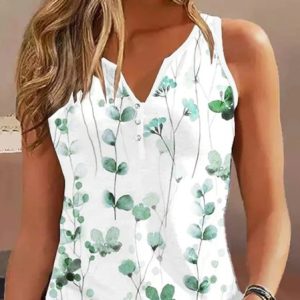 Casual Floral Loose Cotton Tank Top, Tank Tops & Camis, Roselinlin - Online Catalog