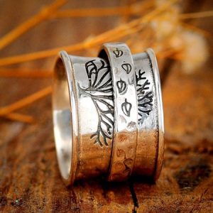 JFN  Vintage Alloy Tree of Life Ring, Rings, color:Silver|size:10, JustFashionNow