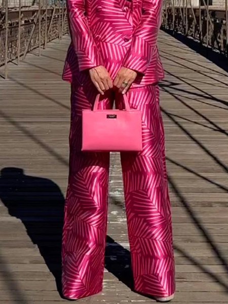 Urban Regular Fit Straight Fashion Pants, Pants, color:Deep Pink|size:XXL, Stylewe