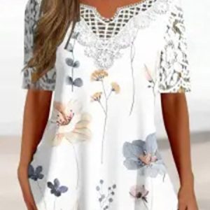 Casual Floral Regular Fit Shirt, Shirts & Blouses, color:Light Gray|size:3XL, JustFashionNow