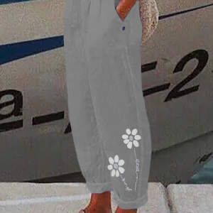 Floral Casual Pants, Pants, color:Gray|size:XXL, JustFashionNow