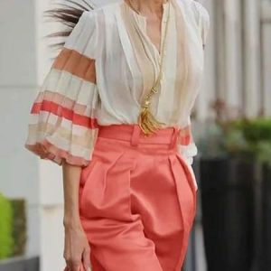 Crew Neck Casual Striped Loosen Blouse, Blouses and Shirts, color:As Picture|size:XXL, Stylewe