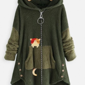 Loose Fluff/Granular Fleece Fabric Casual Teddy Jacket, Coats, color:Green|size:XXL, JustFashionNow