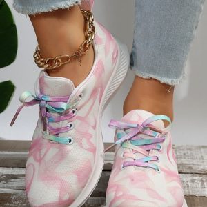 Colorful Gradient Graphics Shock Absorbing Soothing Flyknit Sneakers, Sneakers, color:Pink|size:43, JustFashionNow