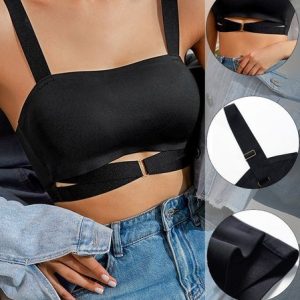 Casual Plain Sports Bra, Lingeries, color:Black|size:XL, Noracora