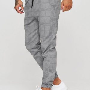 Men's Plaid Loose Casual Pants, Pants, color:Light Gray|size:3XL, JustFashionNow
