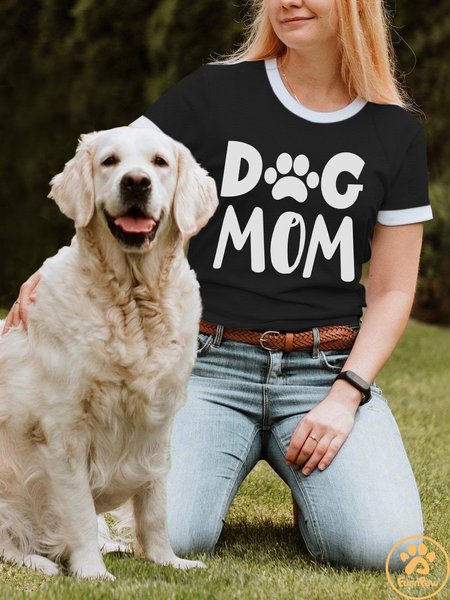Lilicloth X Funnpaw Women's Dog Mom T-Shirt, color:Black|size:L, Lilicloth.com