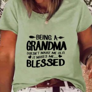 plus size Casual Short Sleeve Round Neck Printed Top T-Shirt, TOPS, color:Green|size:4X, Noracora