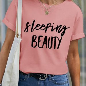 Lilicloth X Funnpaw Women's Sleeping Beauty Pet Matching T-Shirt, color:Pink|size:XXL, Lilicloth.com