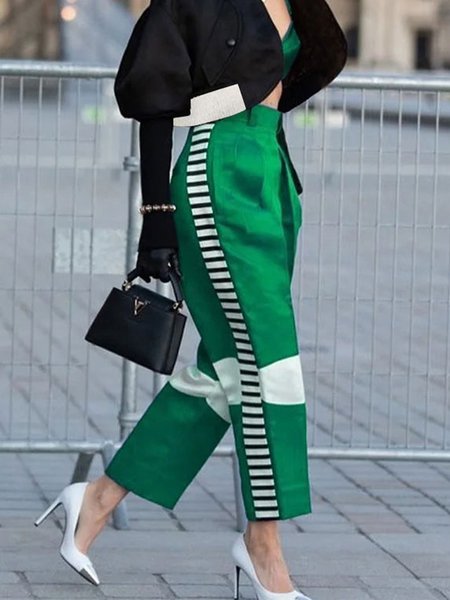 Regular Fit Urban Colorblock Cargo Pants, Cargo Pants, color:Green|size:XXL, Stylewe