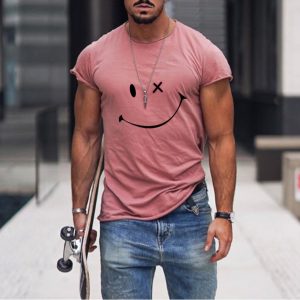 Mens Smile Round Neck Short Sleeve T-shirt, T-Shirts, , COTOSEN, Apparel Online, Cheap Clothes, Buy Now