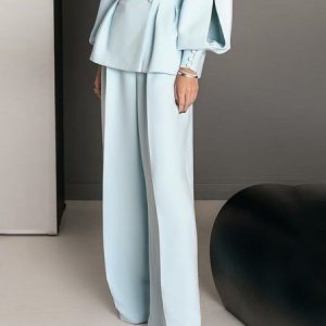 Regular Fit Urban Plain Fashion Pants, Pants, color:Blue|size:XXL, Stylewe