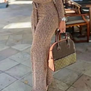Plain Regular Fit Elegant Pants, Pants, color:Brown|size:XXL, Stylewe