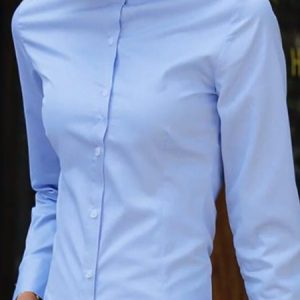 Plain Buckle Long Sleeve Casual Blouse, Shirts, color:Blue|size:5XL, Noracora