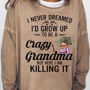 Women's Funny Text Letter Grandma Casual Sweatshirt, color:Light Brown|size:3XL, Lilicloth.com