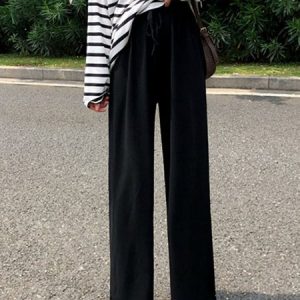 Casual Plain Pants, Pants, color:Black|size:4XL, JustFashionNow