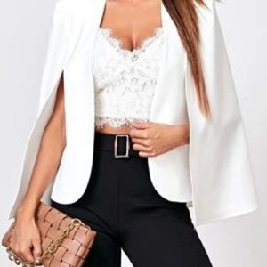 Loose Plain Blazer, Blazers, color:Off White|size:XL, JustFashionNow