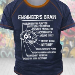 Men' Engineer's Brain Funny Graphic Printing Casual Regular Fit Text Letters T-Shirt, T-shirts, Lilicloth.com