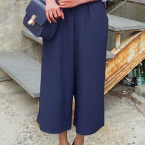 Plain Pockets Casual Pants, BOTTOM, color:Deep Blue|size:4X, Noracora
