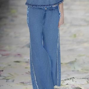 Sleeveless Crew Neck Casual Denim Top, Jeans, color:Blue|size:XXL, Stylewe