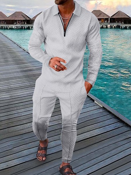 Loose Abstract Shawl Collar Sports Two-Piece Set, Suit Set, color:Color3|size:3XL, JustFashionNow