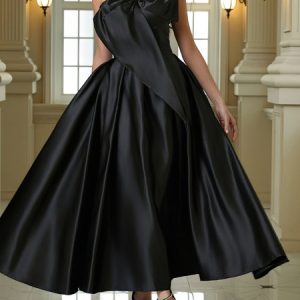 Elegant Plain Bow Wedding Dress, Maxi Dresses, color:Black|size:XXL, Stylewe