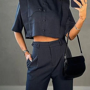 Elegant Regular Fit Shirt Collar Blouse, Blouses and Shirts, color:Purplish blue|size:XXL, Stylewe