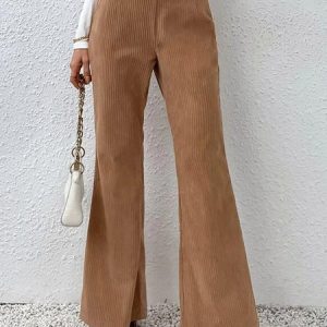 Casual Corduroy Casual Pants, Pants, color:Brown|size:XXL, Noracora