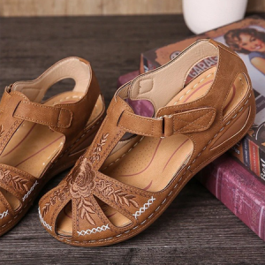 Pu Embroidery Summer Slipper, Slippers, color:Brown|size:44, JustFashionNow