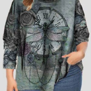 Casual Animal Crew Neck Regular Fit T-Shirt, T-Shirts, color:Green|size:4X, JustFashionNow