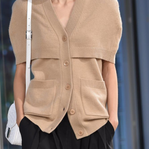 Loose High Elasticity V neck Cap Sleeve Urban Cardigan, Cardigans, color:Khaki|size:XXL, Stylewe