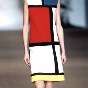 Elegant Geometric Regular Fit Crew Neck Dress, Mini Dresses, color:White|size:XXL, Stylewe