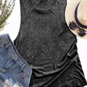 Women's Plain Knit Tank, color:Black|size:3XL, Lilicloth.com