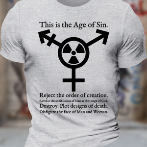 Men's This The Age Of Sin Transgender Symbol Casual Loose Crew Neck T-Shirt, color:Light Gray|size:3XL, Lilicloth.com