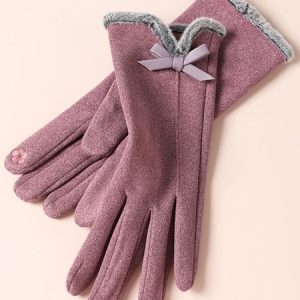 Bowknot Lapel Fur Fleece Warm Elegant Gloves, Gloves, color:Color19|size:One-size, Stylewe
