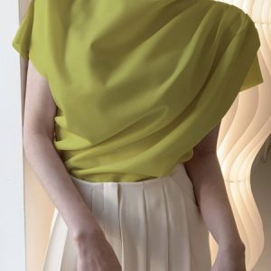 White Daily Plain Simple Short Sleeve Top, Blouses and Shirts, color:Yellow|size:XS, Stylewe