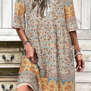Ethnic Loose Dress With No, Dresses, color:Color3|size:3XL, JustFashionNow