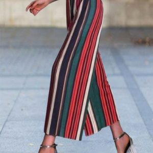 Casual Striped Ankle Pants Pant, Pants, color:Multicolor|size:One-size, Noracora