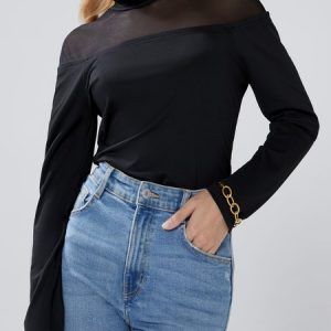Simple Plain Long Sleeve T-Shirt, Tops, color:Black|size:XXL, Stylewe