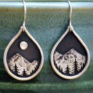 Vintage Sunset Mountains Dangle Earrings, Earrings, color:As Picture|size:One-size, JustFashionNow