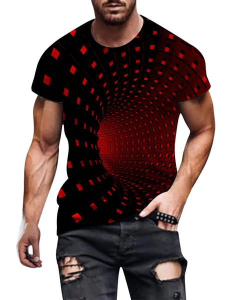 Crew Neck Casual T-Shirt, T-Shirts, color:Red|size:5XL, JustFashionNow